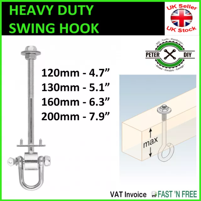 HEAVY DUTY SWING HOOK HANGER Climbing Frame ROUND and SQUARE BEAMS WITH SHACKLE