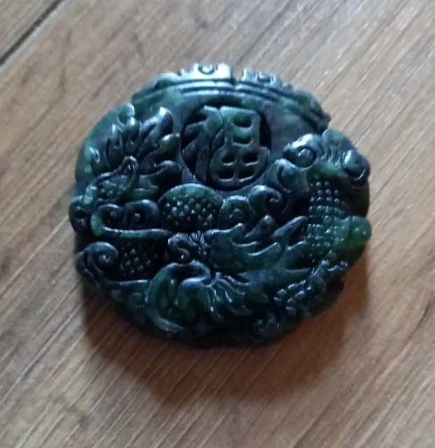 Chinese Hand Carved Stone Dragon Pendant Amulet Netsuke
