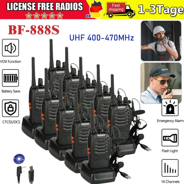 10 x Baofeng BF-888S Hand-funkgerät Radio Walkie-Talkie + USB Programmierkabel