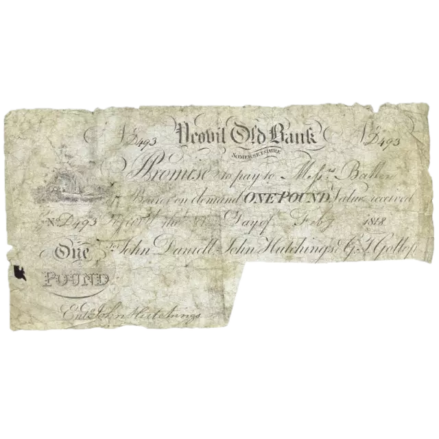 Yeovil Old Bank 1817 £1 banknote Outing 2443b