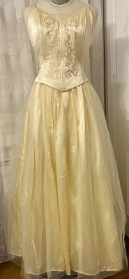 Vintage Jessica McClintock Gunne Sax USA Yellow MAXI  Dress Rare!