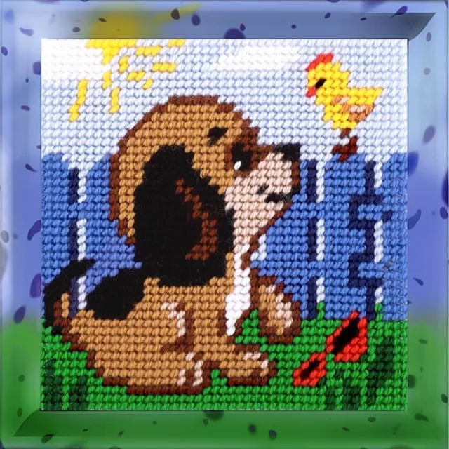 DIY Needlepoint/Tapestry Kit "Two kids" 5.9"x5.9", Bambini