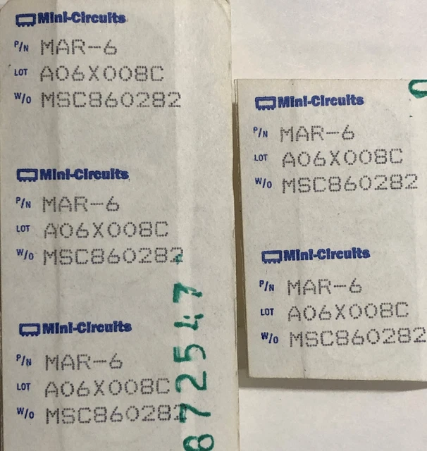 Lot of 5 Mini-Circuits MAR-6 Monolithic Wideband Amplifiers DC-2GHz Lot of 5 Mini-Circuits MAR-6 Monolithic Wideband Amplifiers DC-2GHz