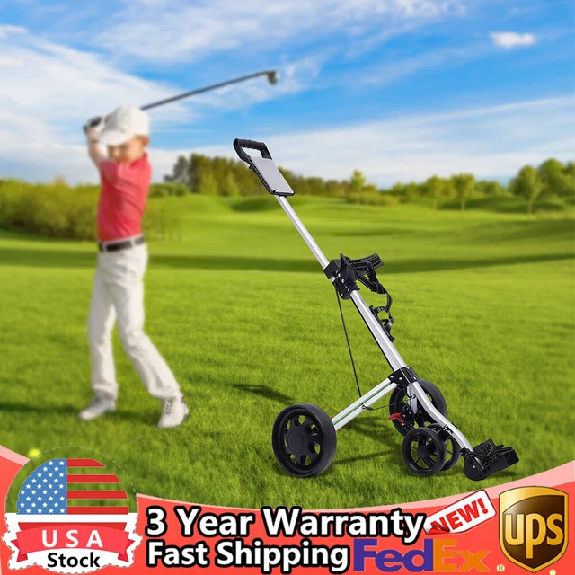 3WHEEL GOLF PUSH Cart Foldable Collapsible Lightweight Pushcart W