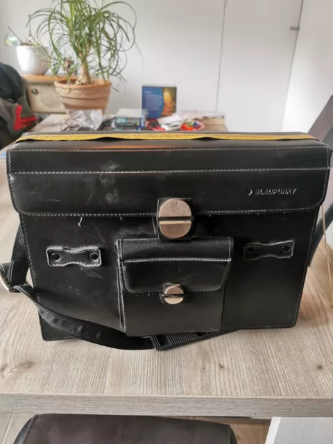 Kameratasche Blaupunkt - Echtes Leder Schwarz - Vintage Rarität, Alt