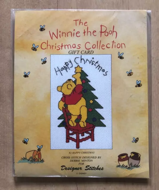 The Winnie the Pooh Collection X1 Happy Christmas Card Counted Cross Stitch Kit