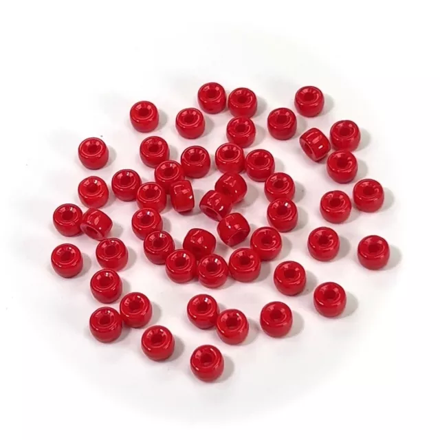 Czech Glass Druk Large Hole Beads 6mm, Red Coral Opaque color, 50pc J087