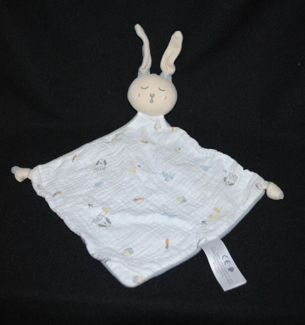 Doudou plat lapin lange blanc SIMBA TOYS KIABI carotte chien hérisson NEUF