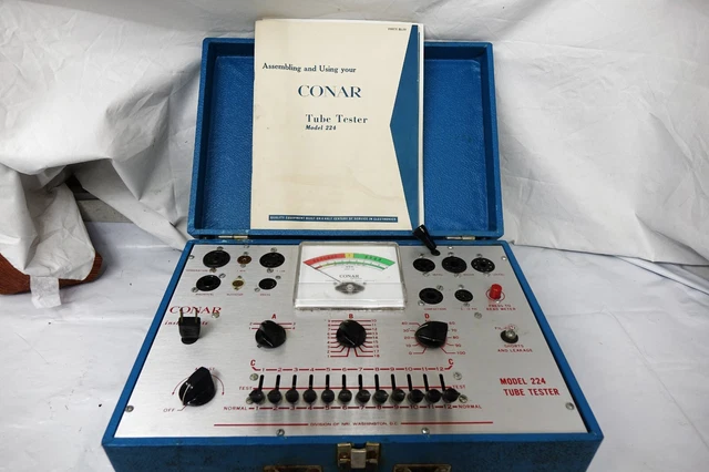 Conar Model 224 Portable Tube Tester Suitcase, Vintage, Made in USA