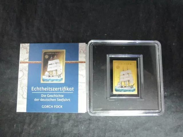 Goldbarren 999er - Tschad 3000 F "Gorch Fock" (1/500 OZ) - VZ  MW5455