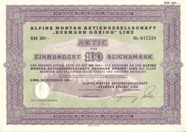 Alpine Montan AG Hermann Göring 1939  Linz