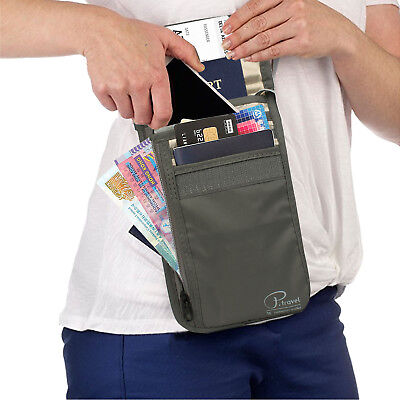 Passport Holder Travel Neck Wallet ID Documents Pouch RFID Blocking Money Belt