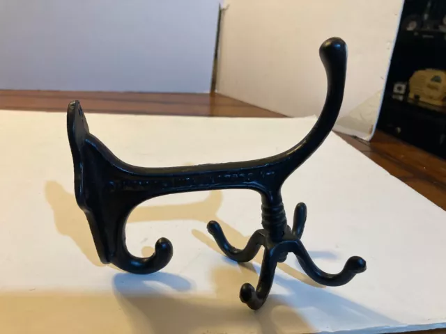 Antique Vintage Style BLACK Cast Iron Hook Rotating Bracket Spinning Coat Hanger