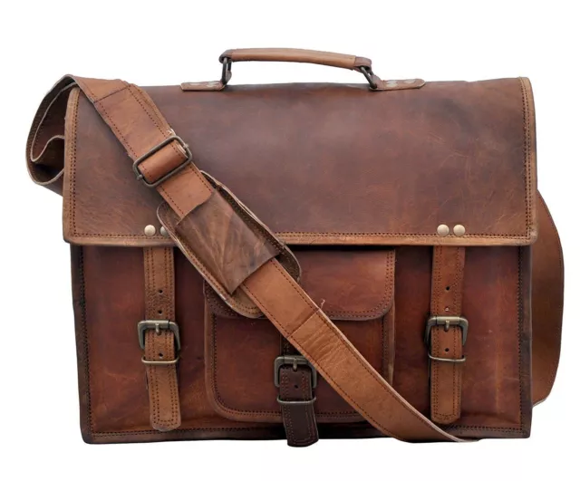Homme Neuf Authentique Vintage Bandoulière Cuir Portable Mallette Marron Sac