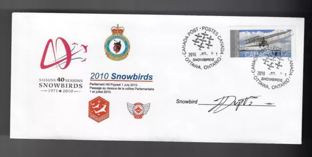 SNOWBIRDS 2010, FLOWN AIR SHOW COVER SIGNED BY PILOT #2 Jean-François Dupont