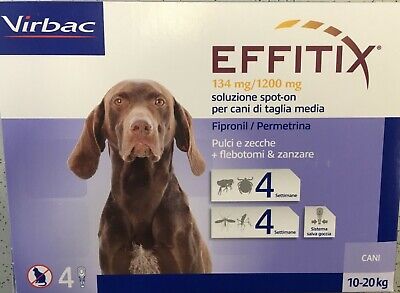 Effitix Virbac Antiparassitario, 4 Fiale Contro Pulci E Zecche Per Cani