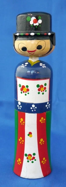 Korean Doll, Bobble Head Nodder. Wooden Groom Wedding Hanbok. Hand Painted 9.25"