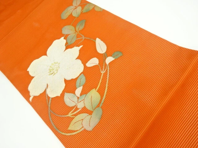 6096011: Japanese Kimono / Vintage Nagoya Obi For Summer / Woven Floral Plants