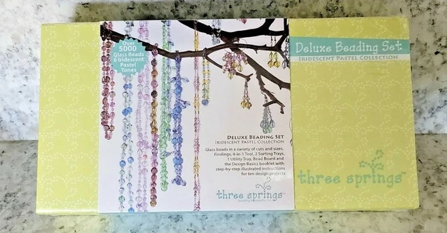Three Springs Deluxe Pastel Glass Bead Jewelry Kit 4 in 1 Tool & Beading Tray