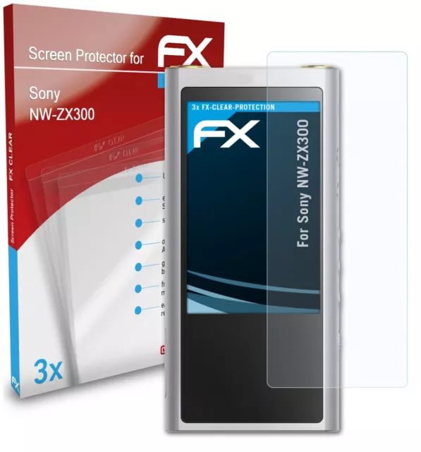 atFoliX 3x Film Protection d'écran pour Sony NW-ZX300 Protecteur d'écran clair