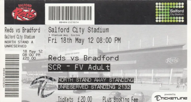 Ticket - Salford City Reds v Bradford Bulls 18.05.2012