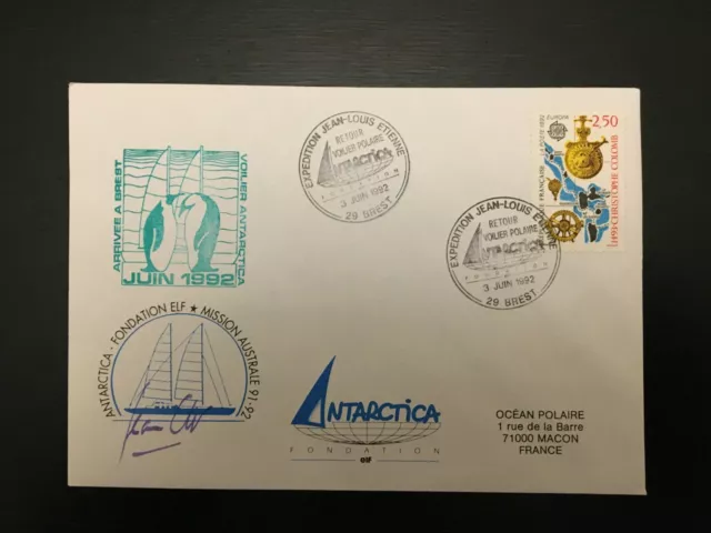 FRANCE 1992 Antarctica Polar Sailing Mission Return to Brest,France (SS362)