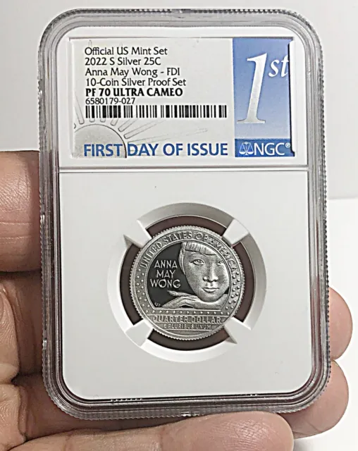 2022 S Silver 25C Anna May Wong-FDI 10-Coin Silver Proof Set NGC PF 70 U.C