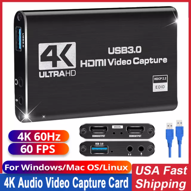 4K Audio Video Capture Card USB 3.0 HDMI Video Capture Full HD 1080P 60FPS USA