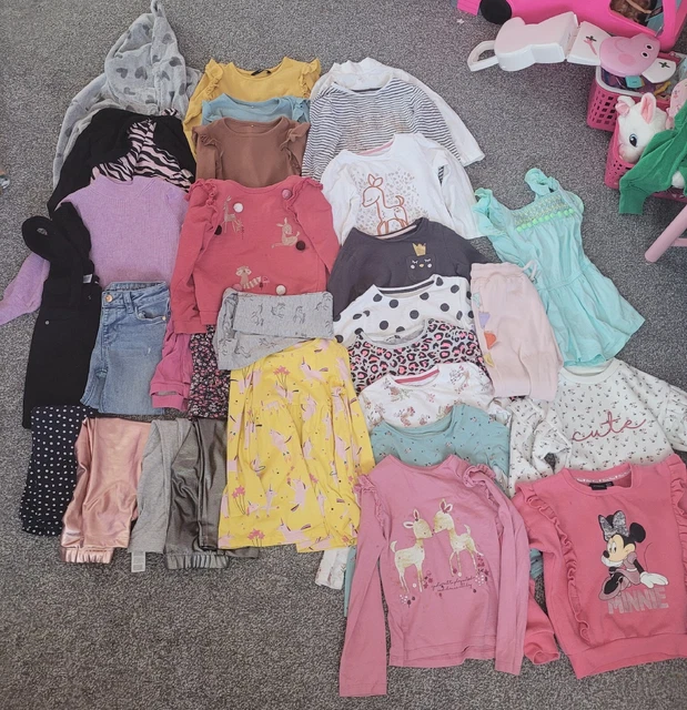 Large Girls Clothing Bundle Age 3 To 4 Tops Leggings Jeans Jumper Wholesale Job