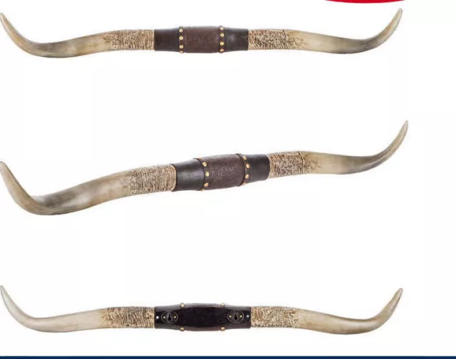 Western Americana Steer Horn Large Rustic Studded Longhorn Wall Decor Resin New