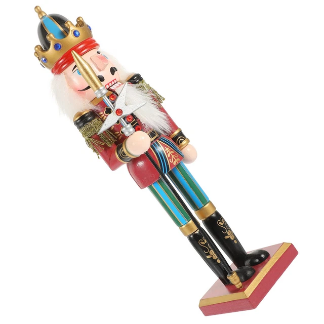 Lot 2 Grandes Figurines Casse-Noisette Bois Rose 30 Cm - Soldats Noël Traditionnels - Décoration Sapin Intérieur Noël Festif