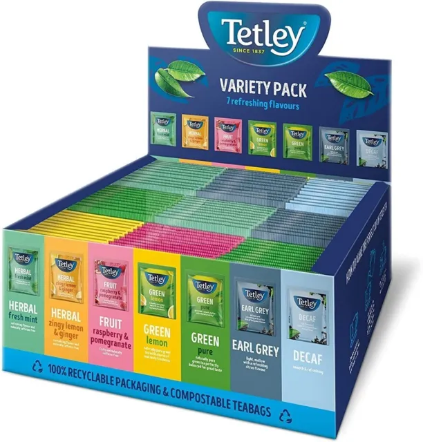 Tetley Enveloped Variety Pack - Herbal Tea, Fruit Tea, Green Tea - 90