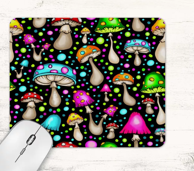 Groovy Mushrooms Neoprene Mouse Pad Mat Rectangle Non Slip