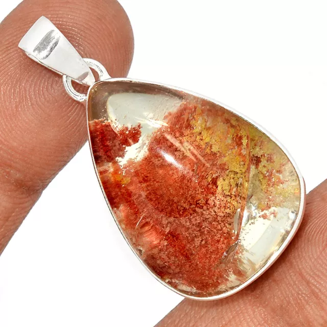 17g Treated Ghost Phantom, Lodolite 925 Sterling Silver Pendant Jewelry CP21786