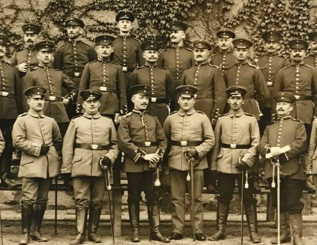 WW1 PHOTO POSTCARD Group German Prussian Soldiers Swords Mulheim ...