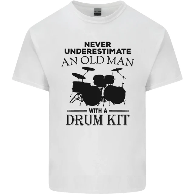 Old Man Drumming Drum Kit Drummer Funny Mens Cotton T-Shirt Tee Top
