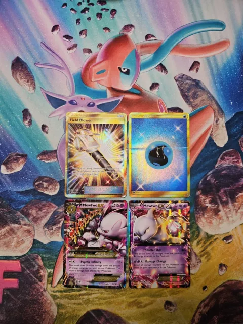 Pokemon Cards Ultra Rare M EX Mewtwo & Gold Hyper Rare Damaged