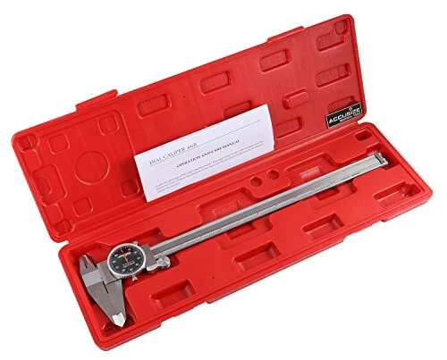 0-12'' by 0.001'' Black Face, Red Needle, Dial Caliper Stainless Steel in Fit...