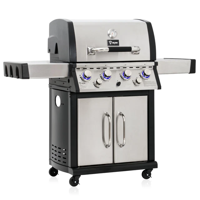 BBQ-Toro Premium Edelstahl Gasgrill 4 Brenner Seitenbrenner Backburner *B-Ware*
