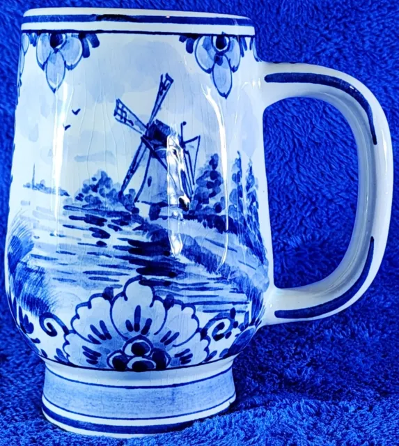 Vintage Delft Blue White Hand Painted Windmill Mug/Cup Holland ~ Delfse Pauw