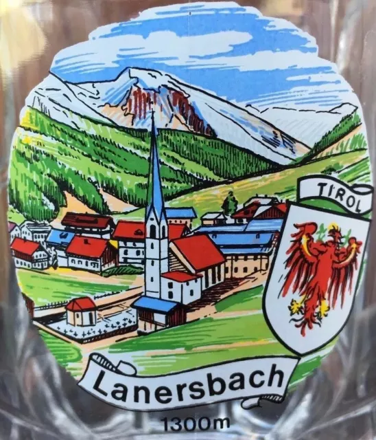 LANERSBACH TIROL 1300m AUSTRIA CLEAR BEER STEIN MUG CUP RARE AUSTRIAN