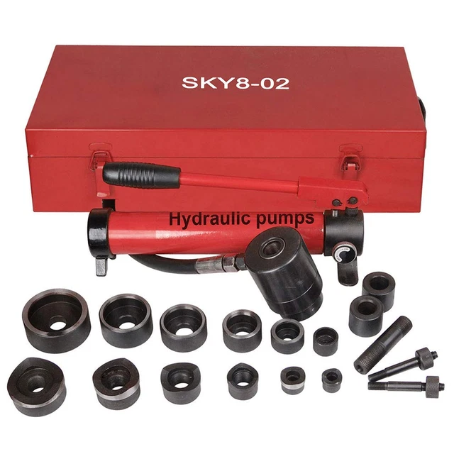 Yescom 10 Ton Hydraulic Punch Driver Kit Manual Hole Knockout Puncher Tool W/ 6