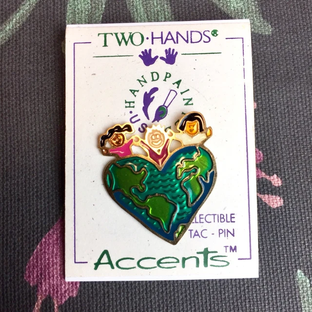 VTG TWO HANDS Collection Love World Peace Pin Childrens Disability