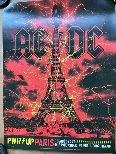 AC/DC PARIS HIPPODROME De Longchamp Poster screenprint 2024 power up ...