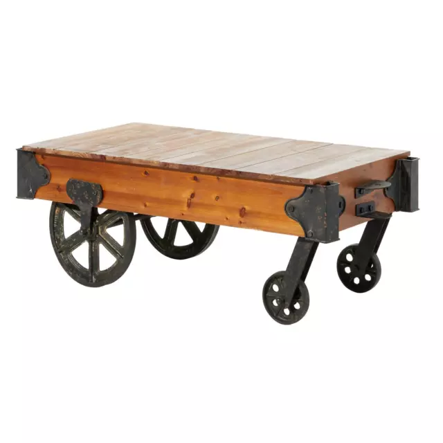 Zimlay Rustic Wood And Iron Coffee Table Cart 56137