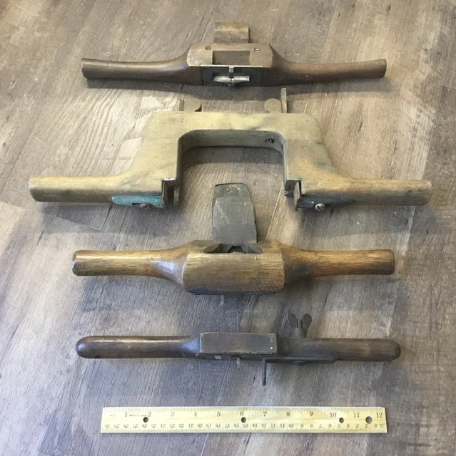 Four antique carriage maker’s routers and shaves