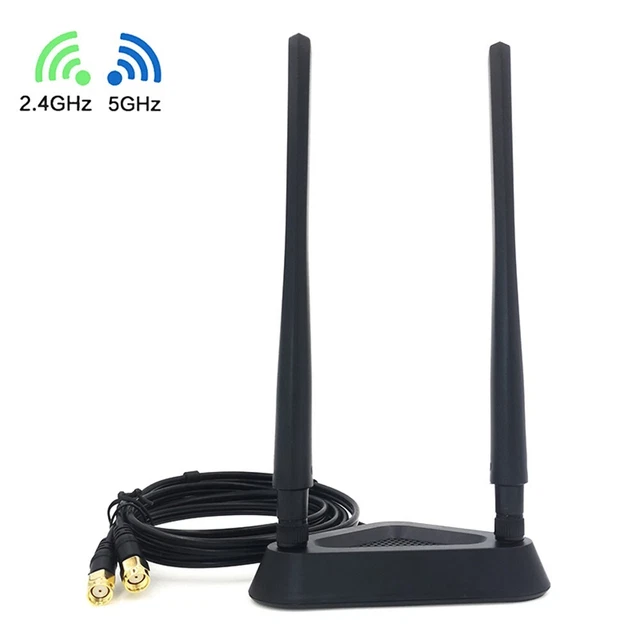 Covvy Antenne WiFi Bi-Bande 10 DBi RP-SMA Mâle – Boostez Votre Signal 2.4/5/5.8 GHz Pour Routeur, Adaptateur, Caméra IP