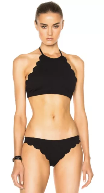 NWT Marysia Mott Scallop Bikini Bottoms ONLY Swimwear Women’s Black Sz L