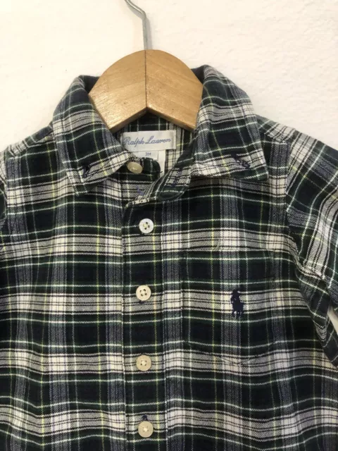 RALPH LAUREN Tutina bambino blu verde quadri Tg 3 Mesi Cotone 2