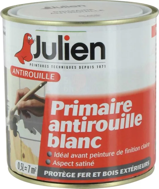 PEINTURE PRIMAIRE ANTIROUILLE BLANC 0.5L JULIEN protection anticorrosion métaux